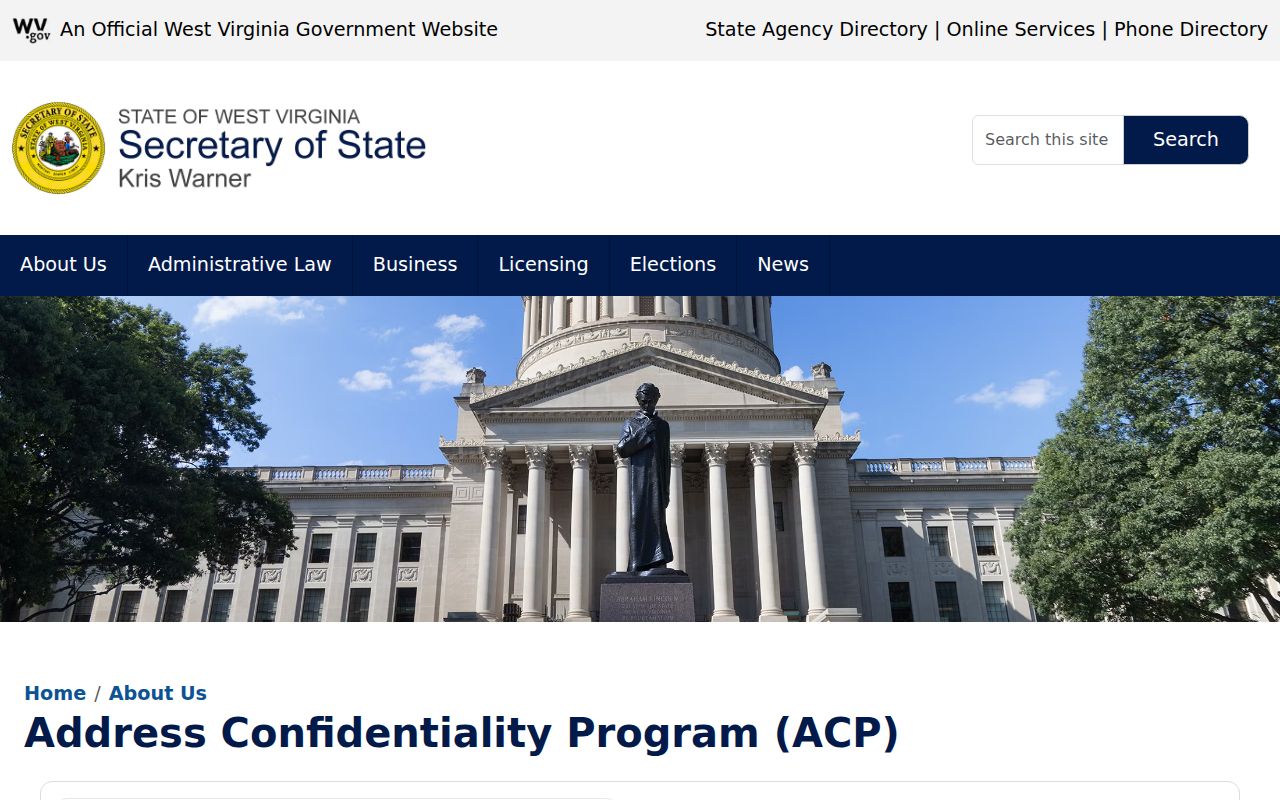West Virginia Address Confidentiality Program official information page