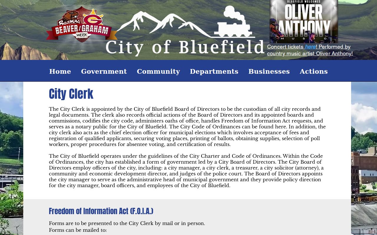Bluefield residents directory city clerk